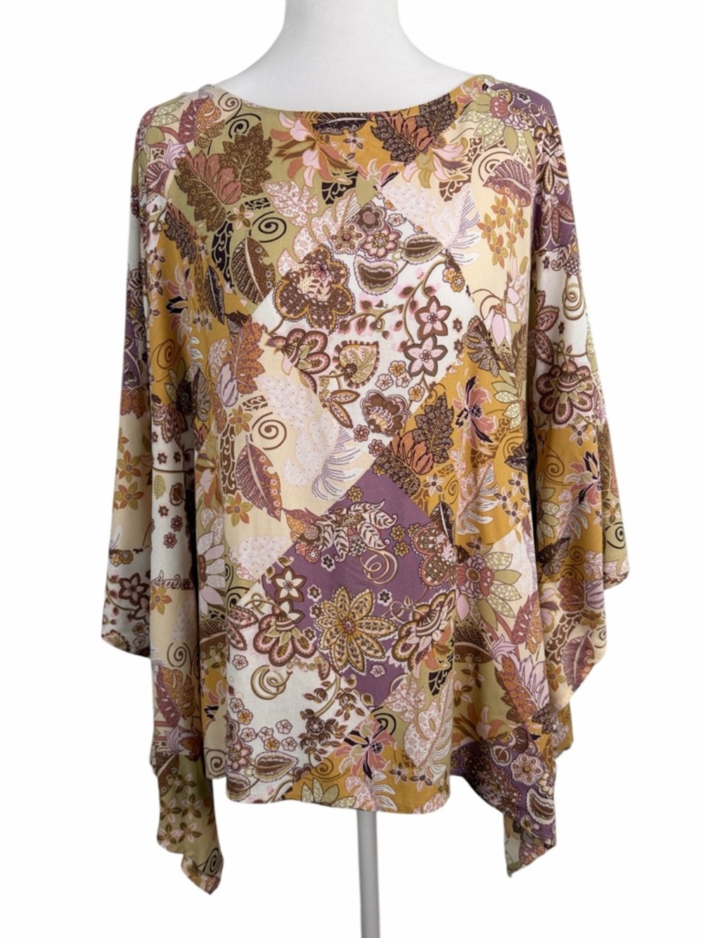 Andre by Unit Boho Floral Patchwork Tunic Flowy Dolman Sleeve Oversized Top Size - Picture 2 of 9